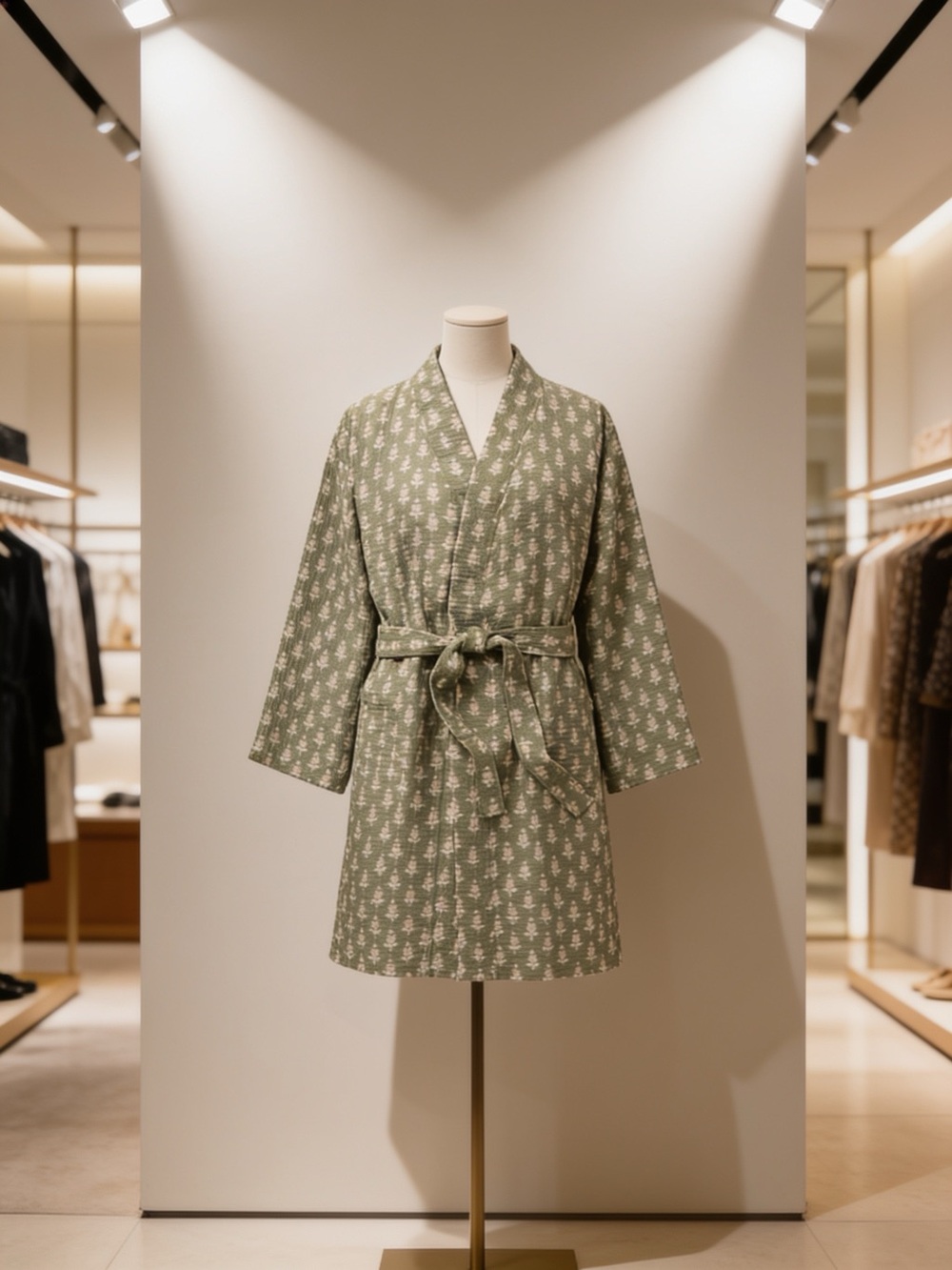 Floral Waffle Bath Robe Green/Pink - Threshold - Picture 6 of 13